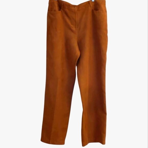 CHADWICK'S Faux Suede Pant Slash pockets Belt loops Fly zipper Brown Lightweight - Picture 1 of 9